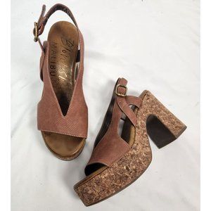 Blowfish Women's Sz. 6.5 Malibu Partea Platfrom Heeled Brown Sandals
